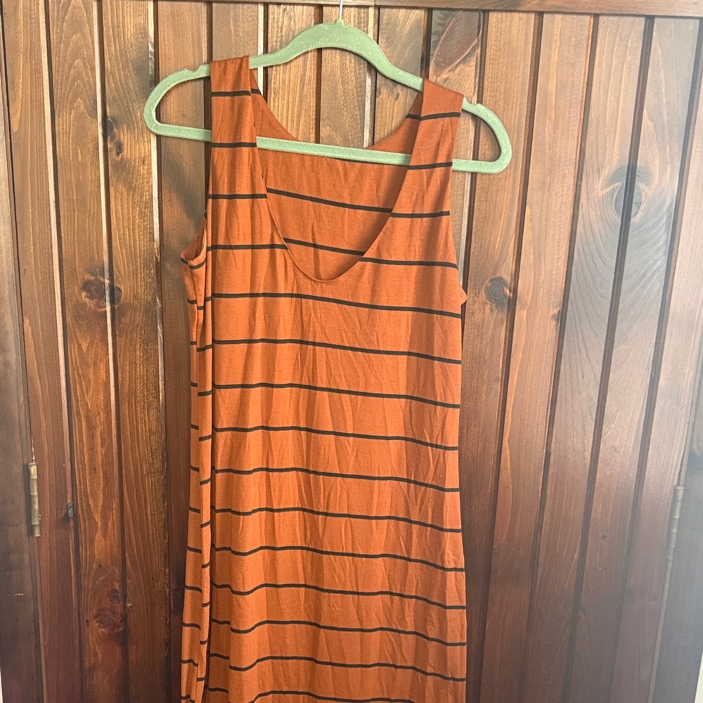 Striped Burnt Orange Maxi Dress